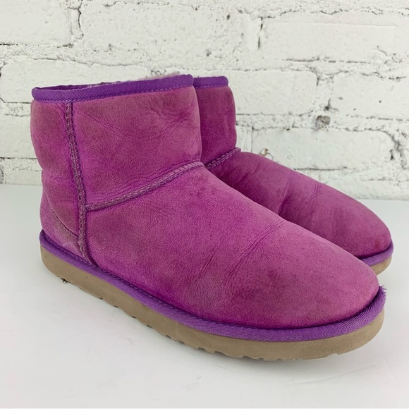 Ugg Classic Mini Purple Suede Two Tone Bootie 5854 US10 - Picture 4 of 11